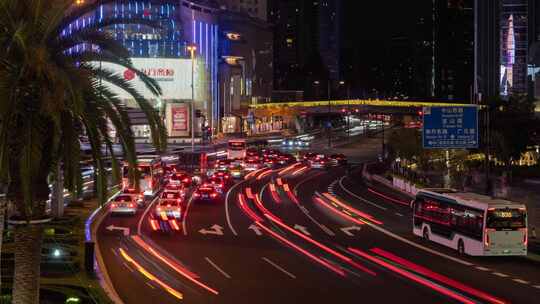 上海_道路桥梁_夜景延时_城市车流004