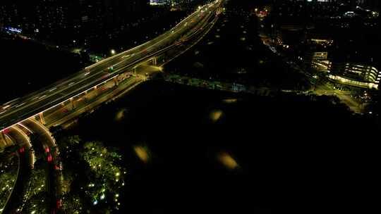 杭州萧山区市心路互通立交桥高架桥夜景车流