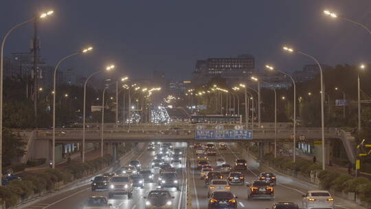 城市夜景 深夜城市车流