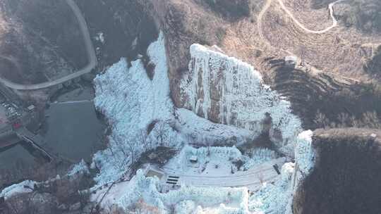 航拍 航拍沕沕水景区 冰瀑