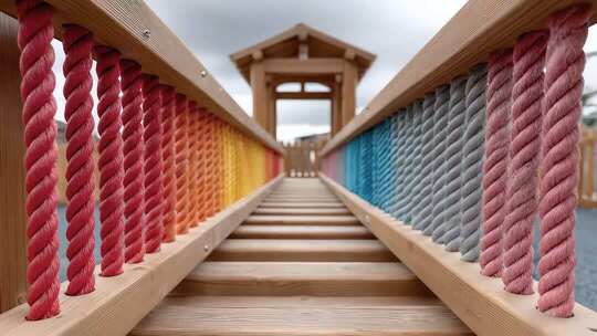 充满活力的游乐场木桥趣味视角