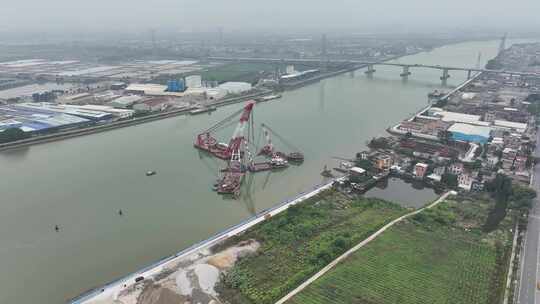 中国广东省广州市南沙区下横沥水道沉船打捞