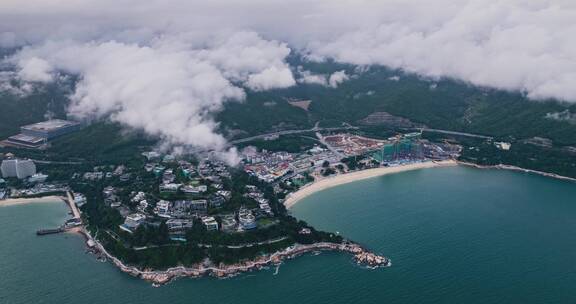 延时航拍深圳小梅沙大梅沙风起云涌