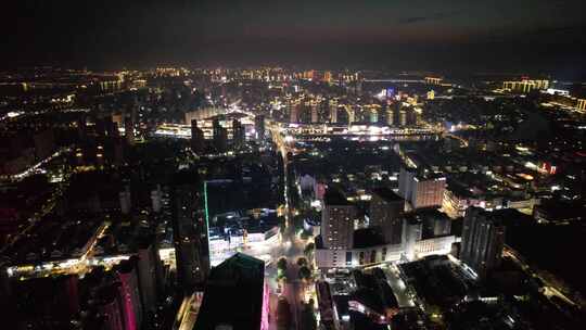 江苏宿迁城市夜景航拍