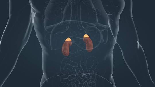 医学人体器官肾脏内分泌系统肾上腺三维动画