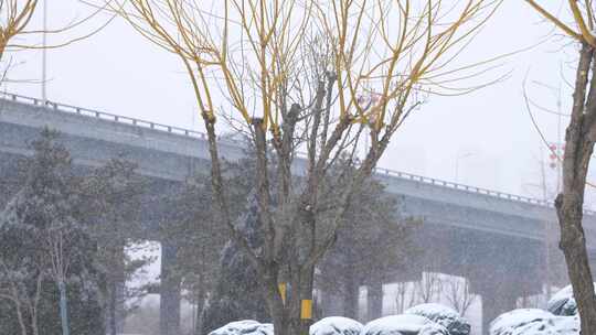 城市航拍雪景