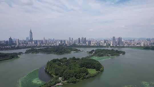 江苏南京城市大景玄武湖航拍