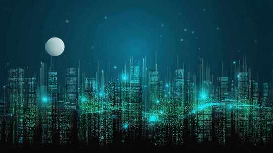 科技感夜景城市建筑群