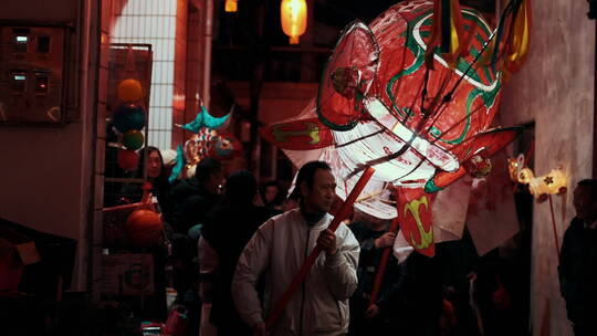 安徽歙县瞻淇村新年春节鱼灯民俗人文