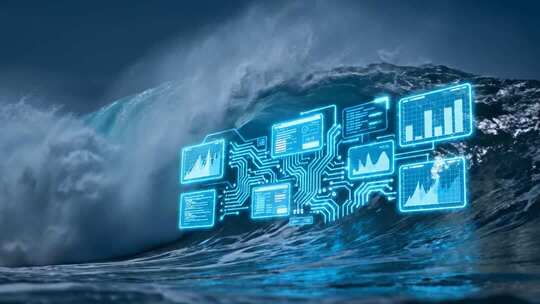 科技数据浪潮震撼视觉特效企业宣传片背景