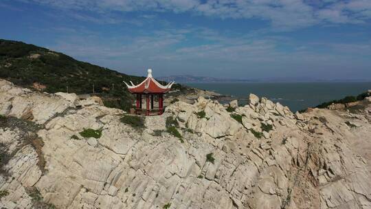 福建莆田湄洲岛海岸线风光航拍