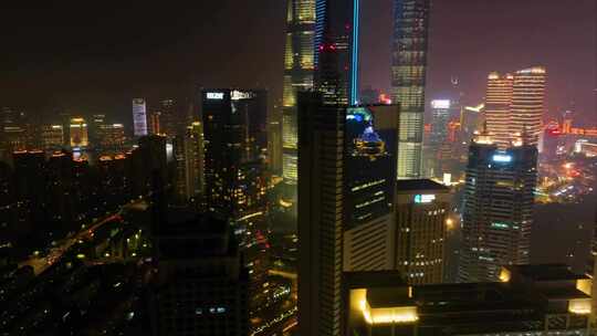 上海市城市地标车流交通运输夜晚夜景航拍延