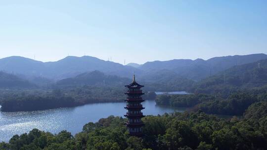 航拍深圳坪山大山陂公园泰和塔A