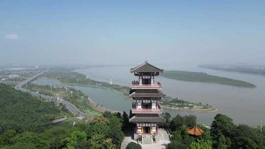 航拍湖北鄂州市西山风景区