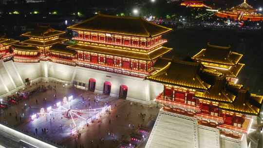 洛阳应天门  夜景4K航拍