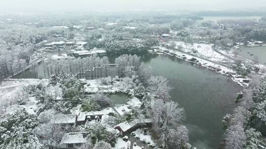 武汉东湖风景区冬季雪景风光