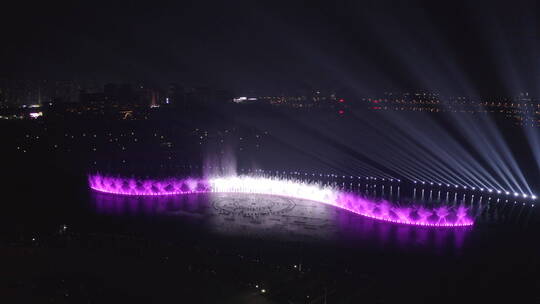 南昌九龙湖亚洲最大音乐喷泉震撼夜景航拍