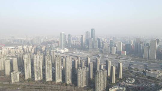 南京江心洲周边建设发展4K航拍原素材
