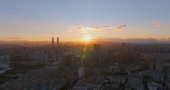 昆明日出大景，昆明日出航拍