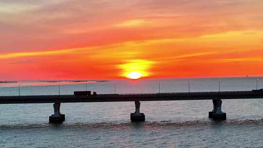 东海大桥 日出 上海建设 临港 跨海大桥