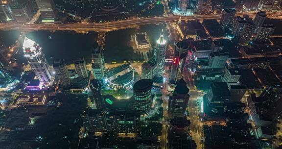 上海地标夜景延时航拍