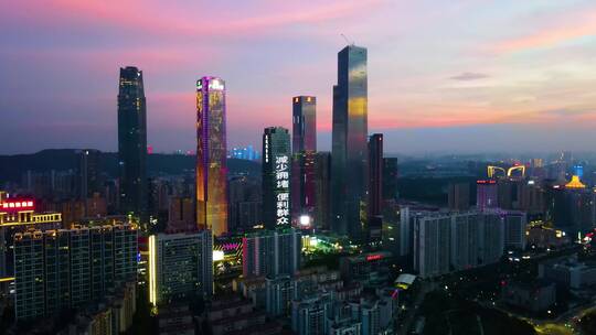 航拍南宁东盟商务区埌东高楼大厦夜景视频素材模板下载