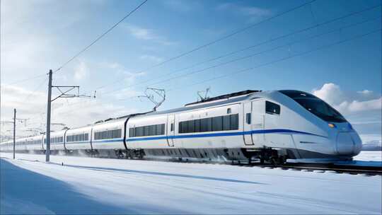 雪地上行驶的高速列车
