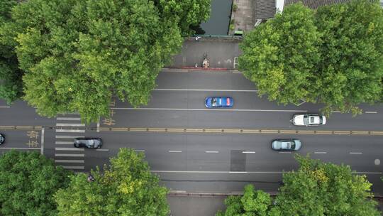 绍兴仓桥直街古街道航拍视频