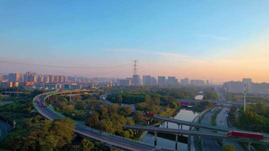 杭州钱塘新区下沙立交桥城市风景视频素材