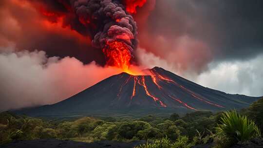 火山喷发壮丽自然景观