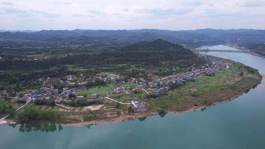 航拍乡村农业农田民居自然风光