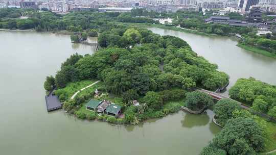 广州海珠湖湿地景观航拍