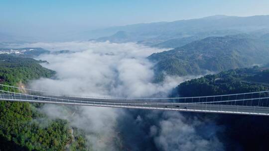 龙江大桥峡谷云雾视频素材模板下载