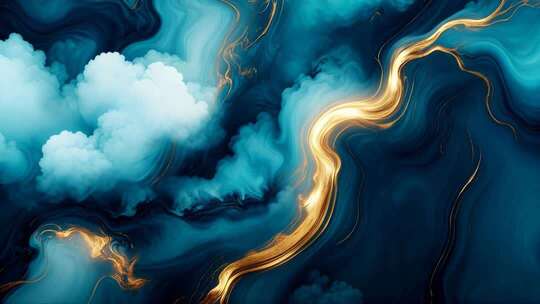 蓝金流动抽象艺术背景素材