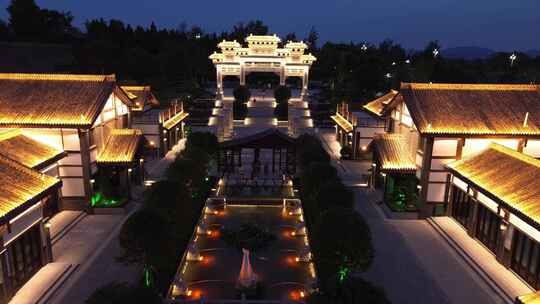 绵阳梓潼七曲山古韵建筑夜景