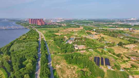 辽宁沈阳浑南区浑河王家湾村建筑用地航拍