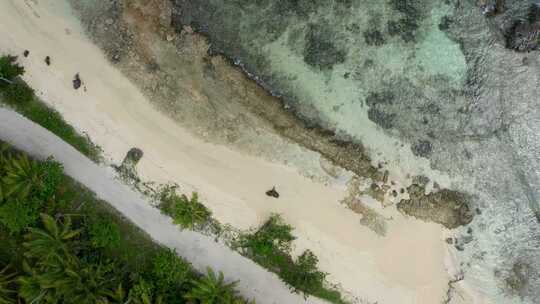 热带海滩鸟瞰图。萨马纳半岛，普拉亚（海滩）林孔海滩，多米尼加共和国。
