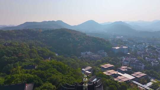 杭州城隍阁景区航拍上城区风景风光素材