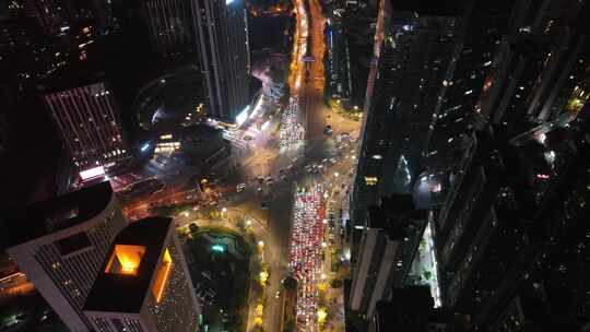 贵阳城投cc park国际金融街金融城夜景航拍视频素材模板下载