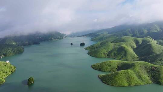 合集 航拍桂林全州天湖绿水青山湖泊云雾