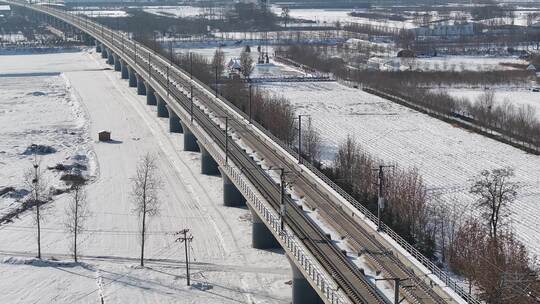 京广高铁 雪后航拍