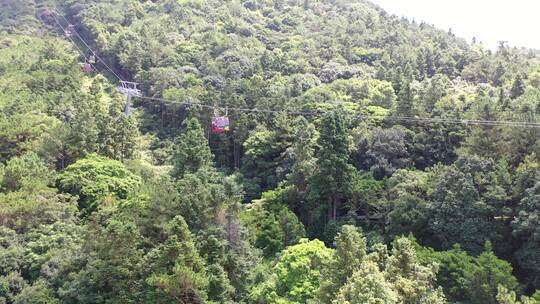 森林索道缆车航拍树林俯拍