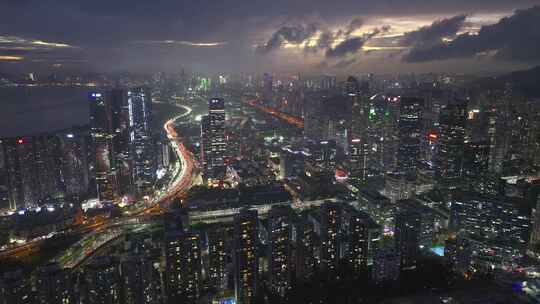 深圳福田城市夜景航拍