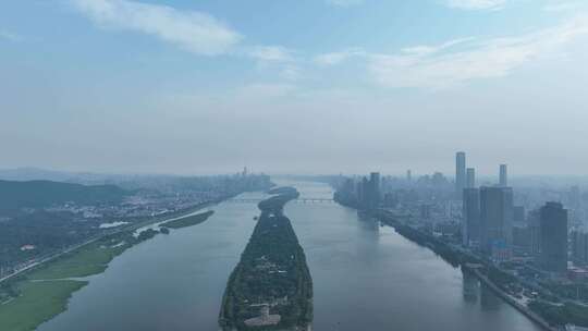 长沙橘子洲头航拍湘江橘子洲景区长沙地标