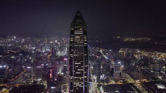 航拍深圳平安金融中心大厦夜景