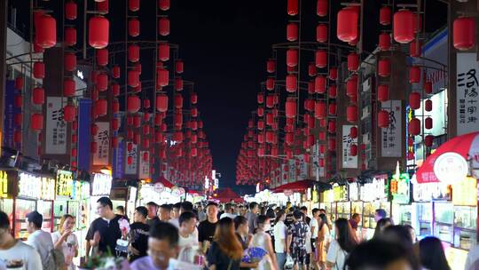 洛阳老城十字街夜市视频素材模板下载