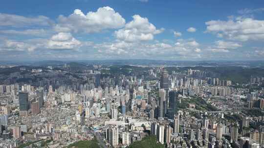 贵州贵阳城市大景蓝天白云航拍