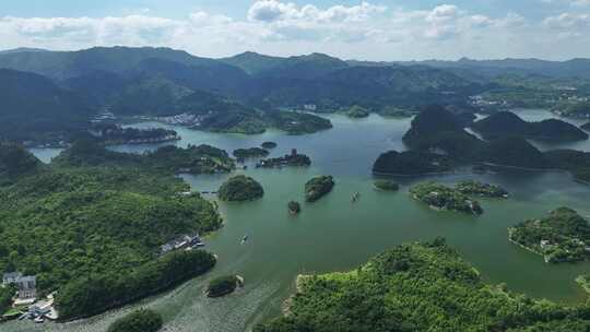 贵州贵阳市百花湖风景区航拍自然风光