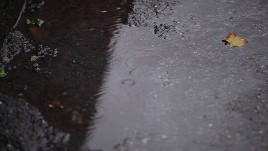 雨滴落在道路上