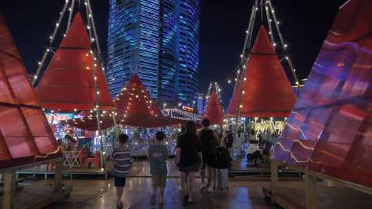 广西南宁民生广场水漾市集夜市美食街夜生活